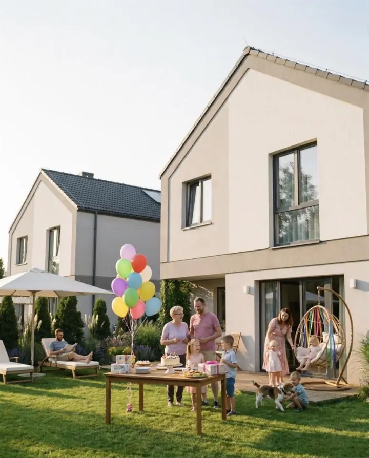 Urodziny w ogrodzie, balony i stół
